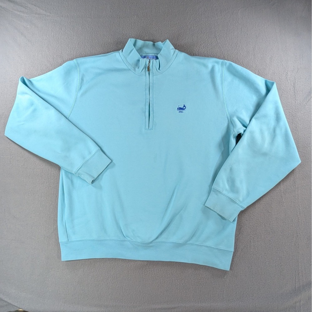 Fairway & Greene Quarter Zip Pullover Mens XL Blue Pima Cotton Whale Logo